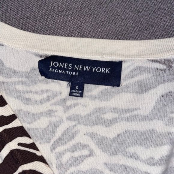 Jones New York Brown/Cream Zebra Print Cardigan - Size Small - Picture 10 of 11